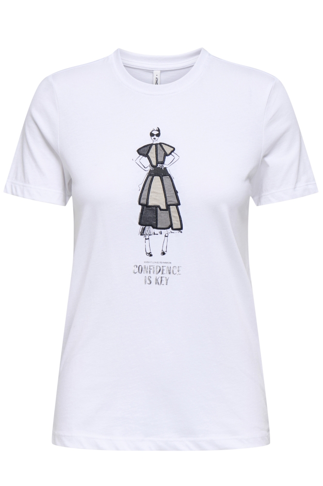 ONLEMMA LIFE REG S/S LADY TOP JRS 15329752 BRIGHT WHITE/CONFIDENCE